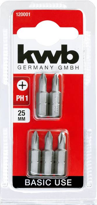 Kwb 120001 Kreuzschlitz-Bit Chrom-Vanadium Stahl 5St.
