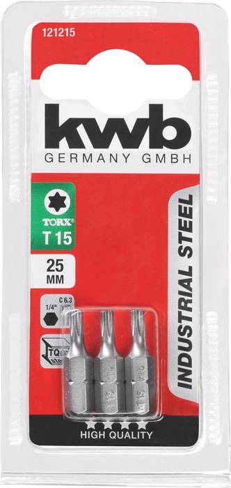 Schrauberbits-Set von kwb, 25 mm Torx T15, 1/4