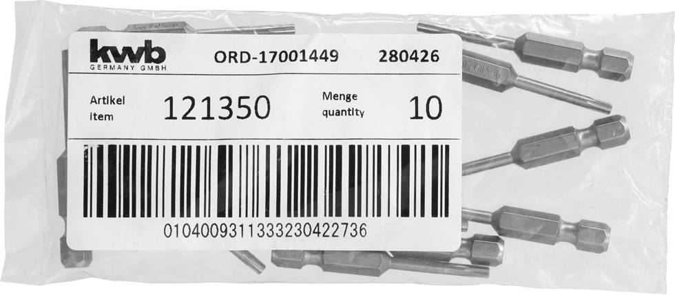 Kwb 121350 Sechskant-Bit T 10 Stahl