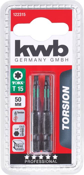 Kwb 122315 Sechskant-Bit T 15 Stahl 2St.