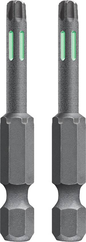 Zwei kompatible Bohrer mit hexagonalen Schäften und grün markierten Führungsstreifen für sicheren Halt in der Bohrmaschine.