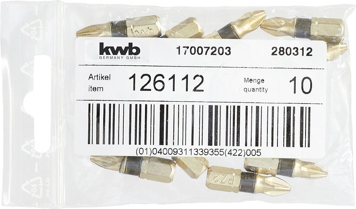 Kwb 126112 Kreuzschlitz-Bit PZ 2 Stahl