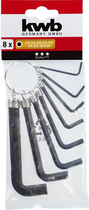 Kwb Sechskantschlüssel 2 mm, 2.5 mm, 3 mm, 4 mm, 5 mm, 6 mm, 8 mm, 10mm 8teilig