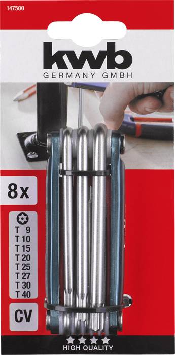 Kwb Sechskantschlüssel-Set T 9, T 10, T 15, T 20, T 25, T 27, T 30, T 40 8teilig