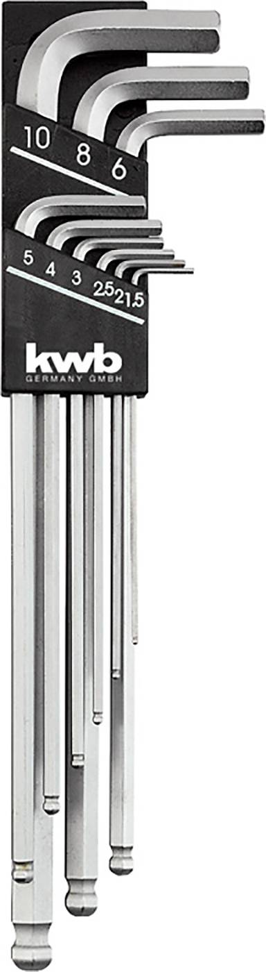 Kwb Sechskantschlüssel 1.5 mm, 2 mm, 2.5 mm, 3 mm, 4 mm, 5 mm, 6 mm, 8 mm, 10 mm 9teilig