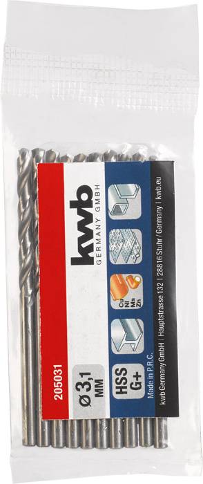 Kwb 205031 HSS Spiralbohrer ück 3.1mm Gesamtlänge 65mm DIN 338 Zylinderschaft