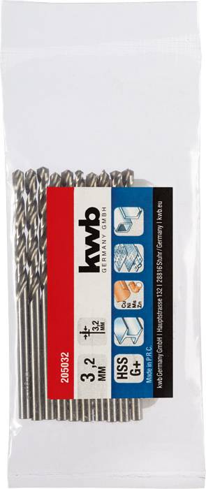 Kwb 205032 HSS Spiralbohrer ück 3.2mm Gesamtlänge 65mm DIN 338 Zylinderschaft