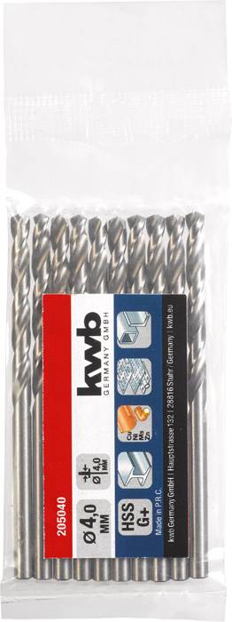 Kwb 205040 HSS Spiralbohrer ück 4mm Gesamtlänge 75mm DIN 338 Zylinderschaft