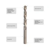 Kwb 248695 HSS-Co Spiralbohrer 9.5mm Gesamtlänge 125mm M35 DIN 338 Zylinderschaft 1St. Kwb 248695 HSS-Co Spiralbohrer 9.5mm Gesamtlänge 125mm M35 DIN 338 Zylinderschaft 1St.