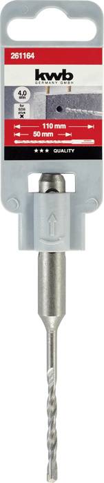 Bohrer 'kwb' mit Aufsatz, 110 mm Länge, 50 mm Durchmesser, geeignet für Beton- und Steinmaterialien.