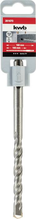 'Kwb' Bohrer, 180 mm lang, silberfarben, mit Pfeilrichtung auf der Verpackung, geeignet für Beton.