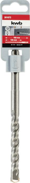 Bohrer mit silberner Spirale und grauem Griff, verpackt, Markenetikett 'kwb', 12 x 160 mm, geeignet für verschiedene Materialien.