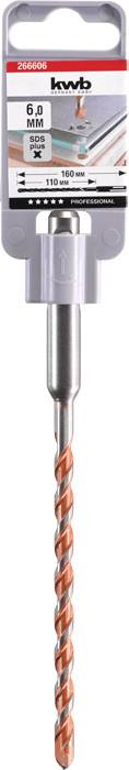 Kwb 266606 40CR-Stahl Hammerbohrer 1 Stück 6mm Gesamtlänge 160mm SDS-Plus 1St.