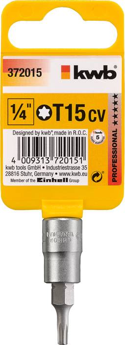 Kwb 372015 Steckschlüssel-Bit-Einsatz T 15 1/4"