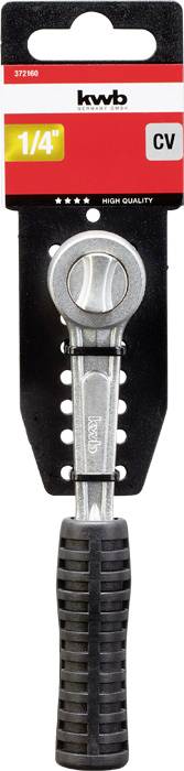 Ratsche mit schwarzem Griff, 'kwb' Marke, spezifische Größe 1/4 Zoll, auf einer schwarzen Verpackung mit rotem und gelbem Etikett, hohe Qualität.