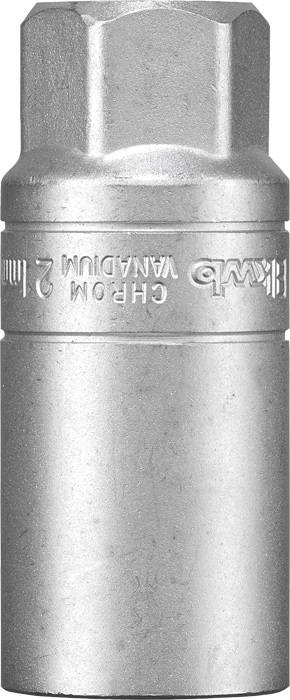 Metallschraubenkopf, zylindrische Form, mit geprägter Aufschrift 'CHROM VANADIUM'.