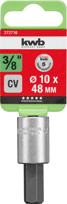 Kwb 372710 Außen-Sechskant Steckschlüssel-Bit-Einsatz 10mm 1 Stück 3/8"