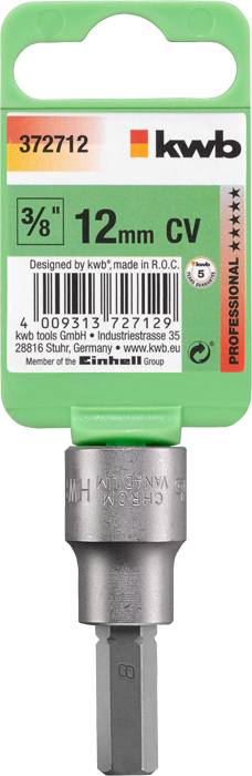 Kwb 372712 Außen-Sechskant Steckschlüssel-Bit-Einsatz 12mm ück 3/8"