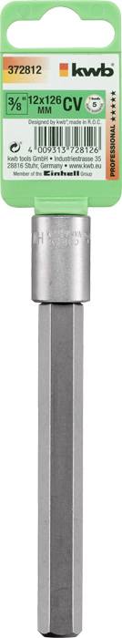 Kwb 372812 Außen-Sechskant Steckschlüssel-Bit-Einsatz 12mm 1 Stück 3/8"