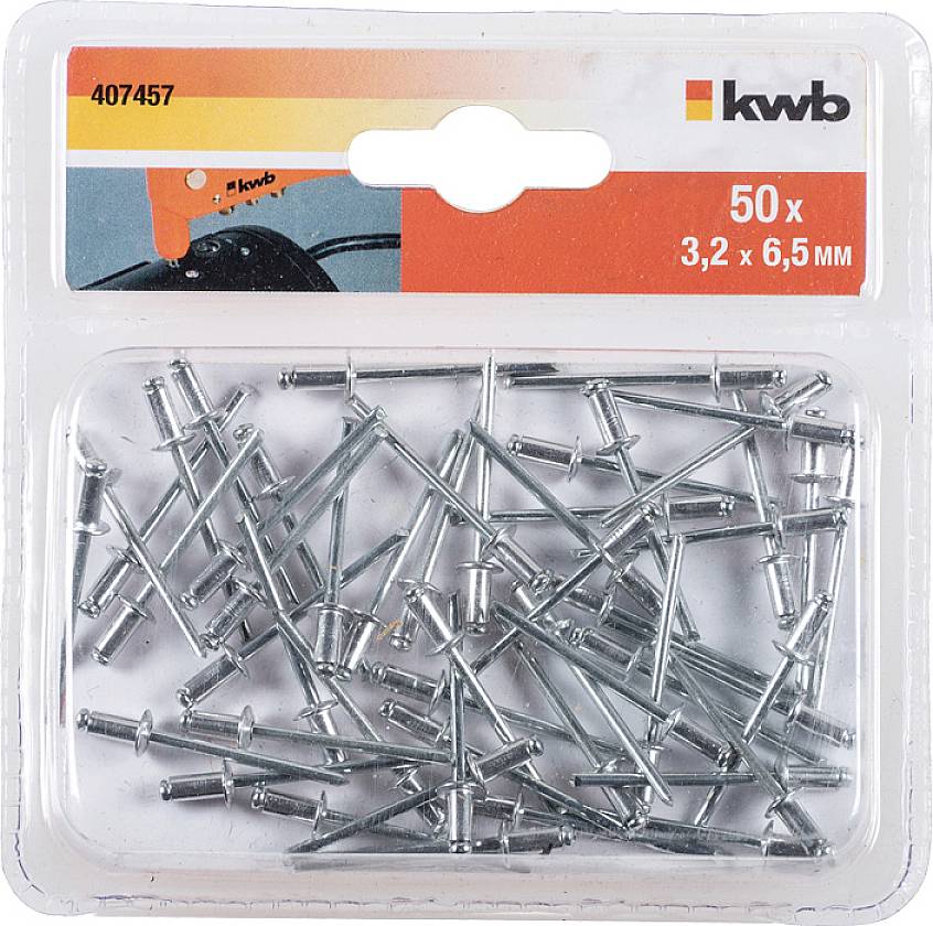 Kwb 407457 Blindniete (Ø x L) 3.2mm x 6.5mm Aluminium Aluminium Aluminium 50St.
