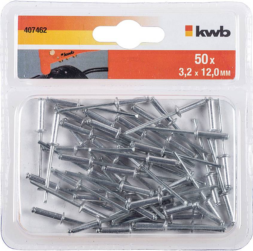 Kwb 407462 Blindniete (Ø x L) 3.2mm x 12mm Aluminium Aluminium Aluminium 50St.