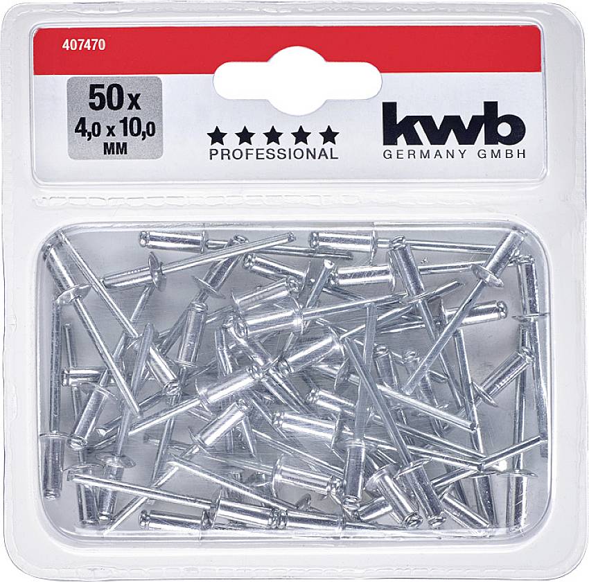 Kwb 407470 Blindniete (Ø x L) 4mm x 10mm Aluminium Aluminium Aluminium 50St.