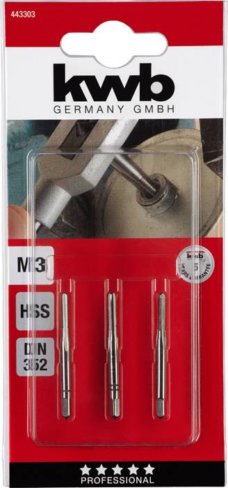 Kwb 443303 Gewindeschneidsatz 3teilig M3 0.5 DIN 352 HSS 3St.