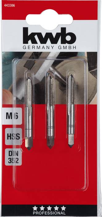 Kwb 443306 Gewindeschneidsatz 3teilig M6 1 DIN 352 HSS 3St.