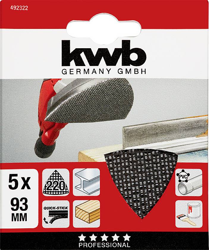 Kwb 492322 Schleifnetz für Deltaschleifer Körnung (num) 220 (L x B) 93mm x 93mm 5St.