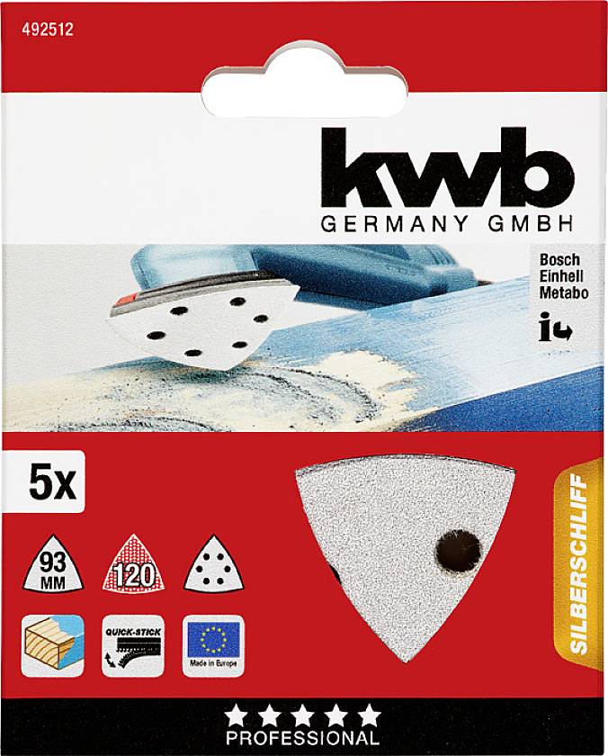 Kwb 492512 Deltaschleifpapier Körnung (num) 120 (Ø) 93mm 5St.