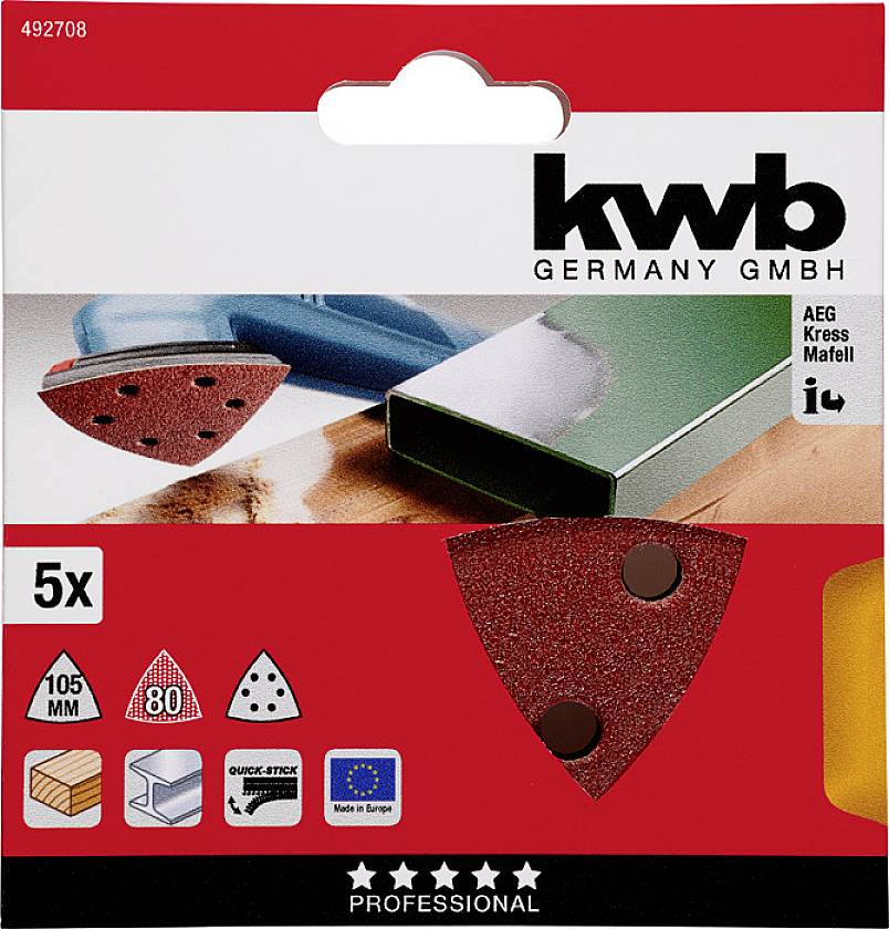 Kwb 492708 Deltaschleifpapier Körnung (num) 80 (Ø) 105mm 5St.