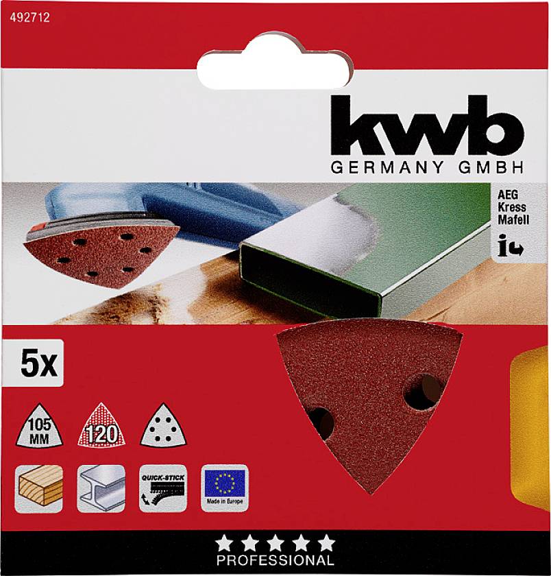 Kwb 492712 Deltaschleifpapier Körnung (num) 120 (Ø) 105mm 5St.