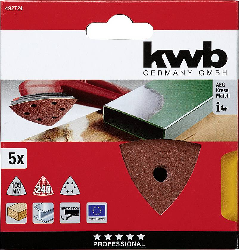 Kwb 492724 Deltaschleifpapier Körnung (num) 240 (Ø) 105mm 5St.