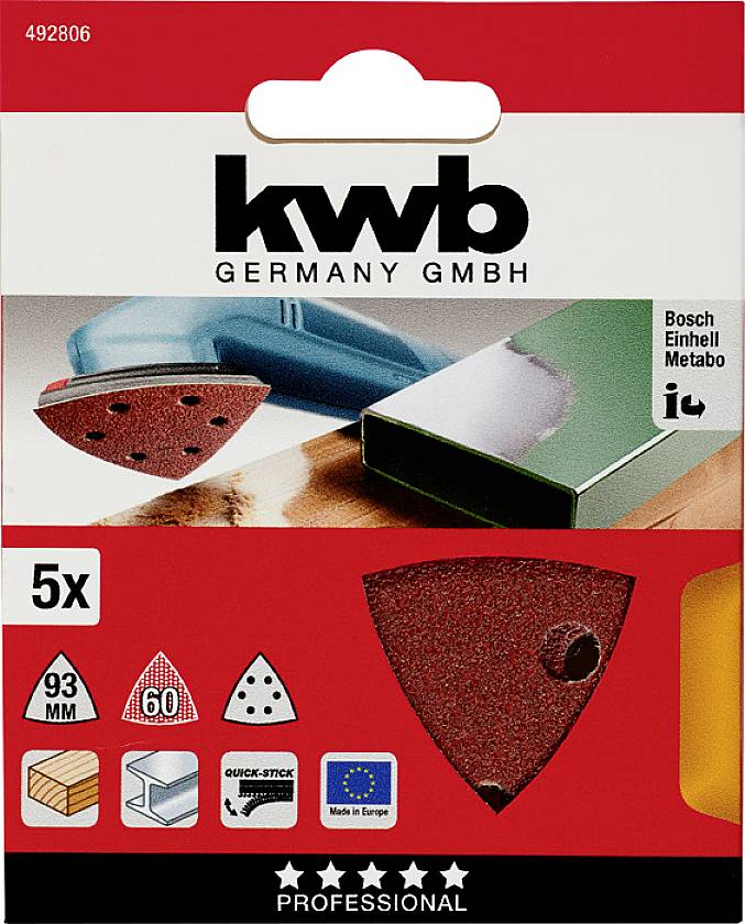 Kwb 492806 Deltaschleifpapier Körnung (num) 60 (Ø) 93mm 5St.