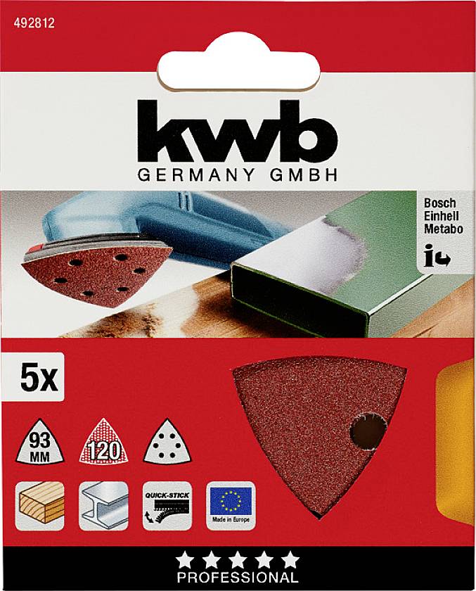 Kwb 492812 Deltaschleifpapier Körnung (num) 120 (Ø) 93mm 5St.