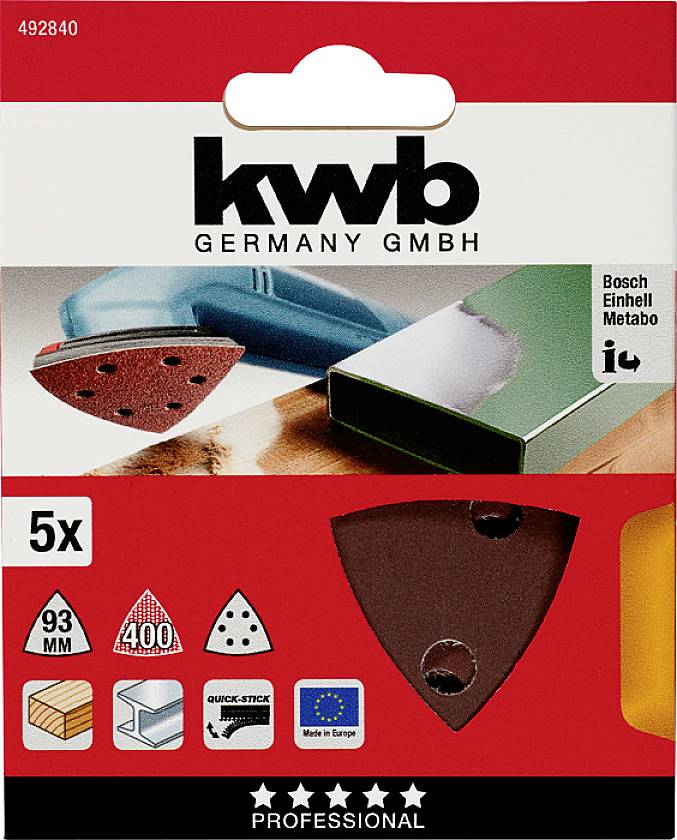 Kwb 492840 Deltaschleifpapier Körnung (num) 400 (Ø) 93mm 5St.