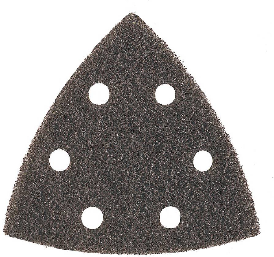 Dreieckiges Schleifpapier mit sechs Löchern, oft für Multischleifer verwendet.