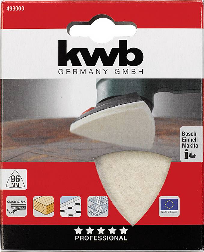 Kwb QUICK-STICK Filzpolierscheibe, selbsthaftend, für Deltaschleifer 493000 Durchmesser 93mm