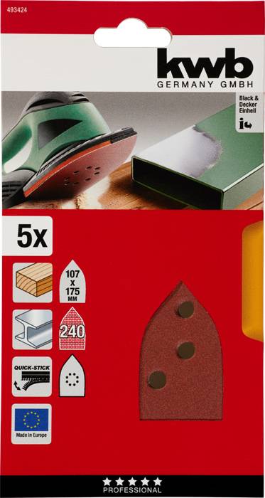 Kwb 493424 Deltaschleifpapier Körnung (num) 240 (L x B) 175mm x 107mm 5St.