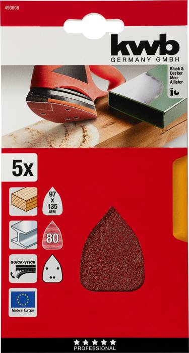 Kwb 493608 Deltaschleifpapier Körnung (num) 80 (L x B) 136mm x 96mm 5St.