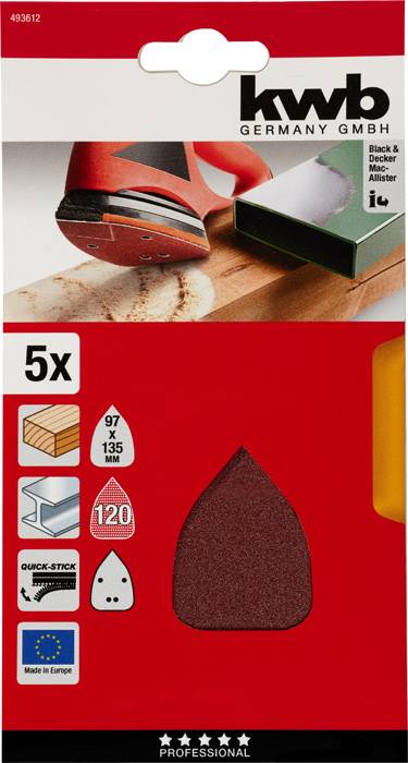 Kwb 493612 Deltaschleifpapier Körnung (num) 120 (L x B) 136mm x 96mm 5St.