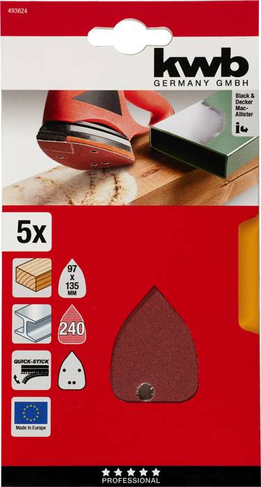 Kwb 493624 Deltaschleifpapier Körnung (num) 240 (L x B) 136mm x 96mm 5St.