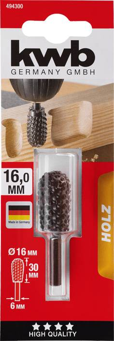 Kwb 494300 Profilraspel, Holzbearbeitung, Birne, 16 x 30mm 1St.