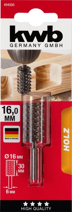 Kwb 494500 Profilraspel, Holzbearbeitung, zylindrisch, 16 x 30 mm 1 St.