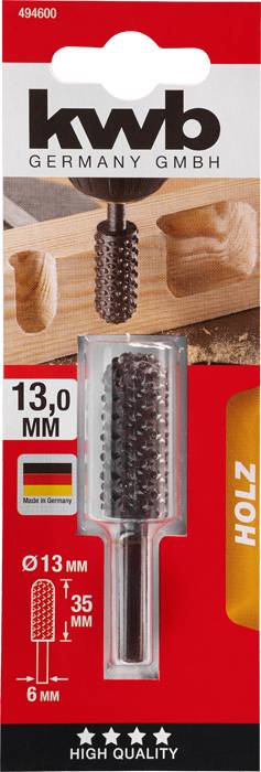Kwb 494600 Profilraspel, Holzbearbeitung, zylindrisch rund, 13 x 35mm 1St.
