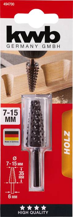 Kwb 494700 Profilraspel, Holzbearbeitung, konisch, 15 x 35mm 1St.