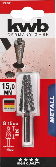 Kwb 495000 Profilraspel, Buntmetallbearbeitung, konisch, 15 x 35mm 1St.
