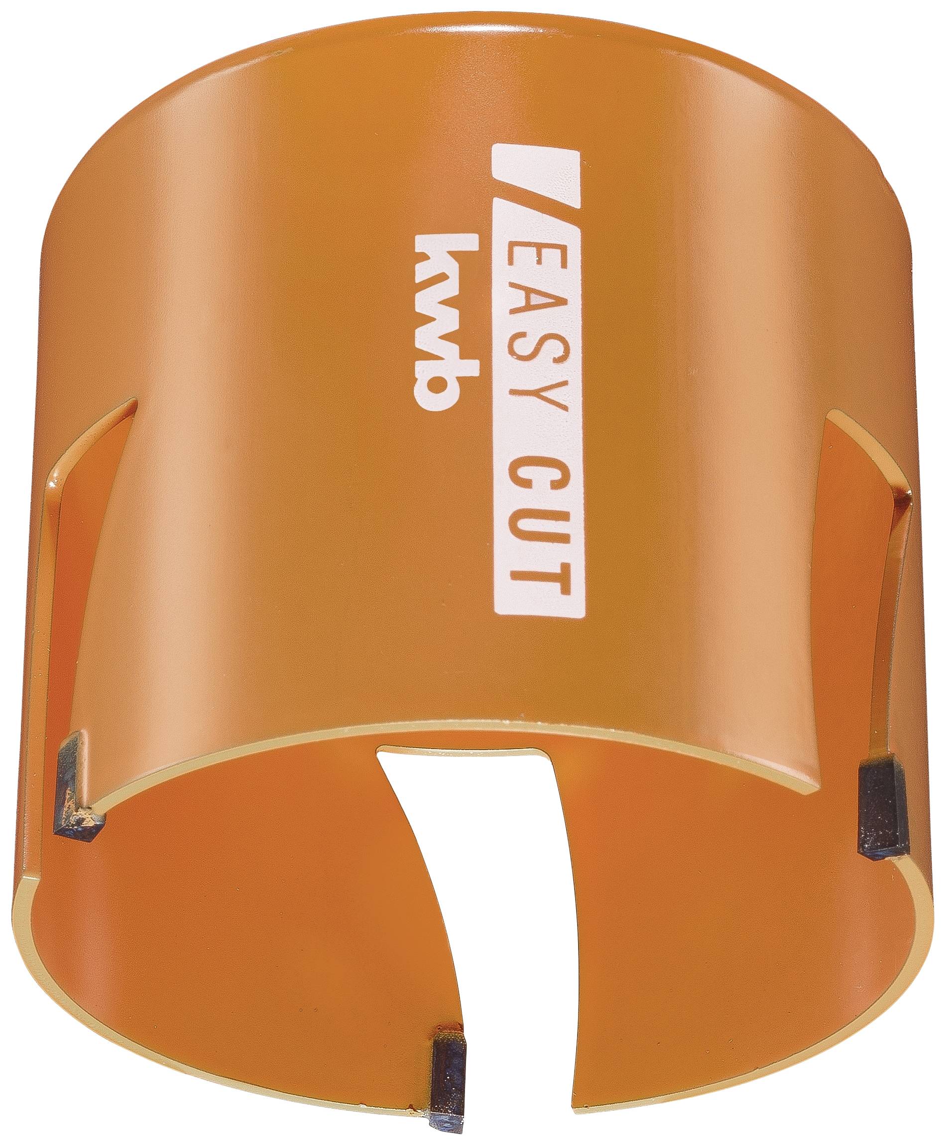 Orangefarbener Bohraufsatz mit der Aufschrift 'EASY CUT' und 'kwb'.
