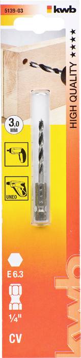 Kwb 513903 Holz-Spiralbohrer 1 Stück 3mm Gesamtlänge 40mm 1St.