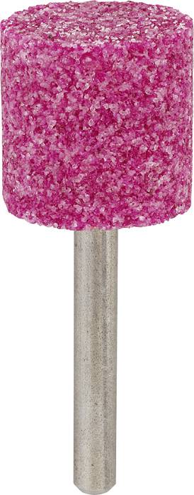 Ein zylindrisches, rosafarbenes Schleifwerkzeug mit silbernem Schaft, zur Bearbeitung von Oberflächen.